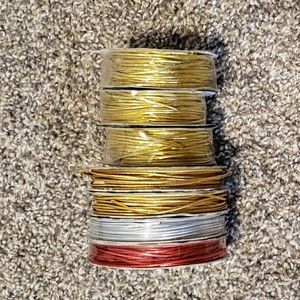 7pk Metallic Elastic Cording Ribbons for Crafts, Bookmaking, Giftwrapping